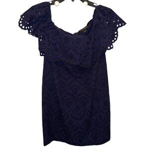 Cynthia Steffe Navy Eyelet Off-the-Shoulder Mini Dress / Tunic Top
